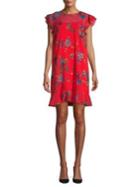 Cece By Cynthia Steffe Flutter Sleeve Watercolor Floral Dress