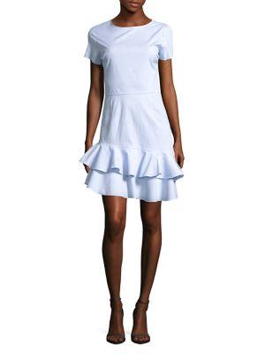 Design Lab Poplin Ruffle Short-sleeve Dress