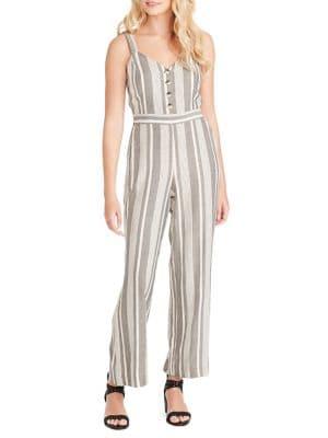 Jessica Simpson Half Button Striped Jumpsuit