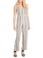 Jessica Simpson Half Button Striped Jumpsuit