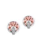Effy Two-tone 925 Sterling Silver And Diamond Button Earrings