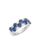 Lord & Taylor 14k White Gold Diamond And Sapphire Ring
