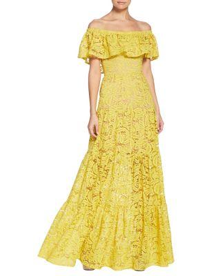 Dress The Population Reese Off-the-shoulder Lace Maxi Dress