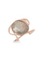 H Halston Rose Goldtone And Stone Two-row Cuff Bracelet