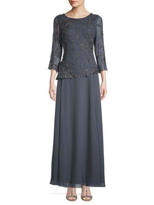 J Kara Beaded A-line Gown