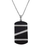 Lord & Taylor Cubic Zirconia Dog Tag Pendant Necklace