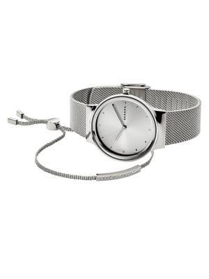 Skagen Freja Steel-mesh Watch & Merete Bracelet Box Set