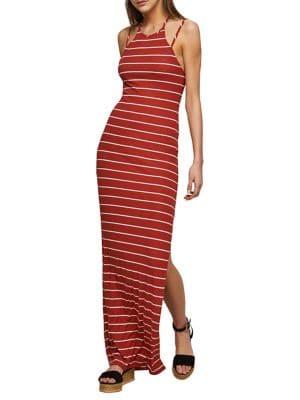 Miss Selfridge Striped Ribbed Maxi Dress
