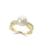 Effy 8mm Freshwater Pearl, Diamond And 14k Yellow Gold Ring
