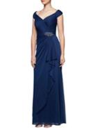 Alex Evenings Ruffled Off-the-shoulder Gown