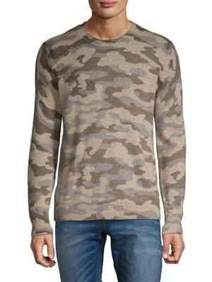Black Brown Camo Cashmere Crewneck Sweater