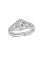 Sonatina Sterling Silver & Diamond Split Shank Engagement Ring