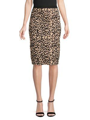 Spense Leopard-printed Knit Pencil Skirt