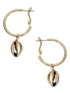 Design Lab Goldtone Shell Hoop Earrings