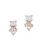 Badgley Mischka ??7mm Pink Pearl And Crystal Dangle Earrings