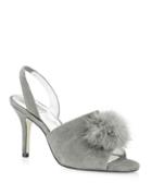 Adrianna Papell Alecia Suede Sandals With Rabbit Fur