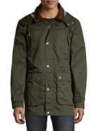 Black Brown Hooded Flannel-trimmed Jacket