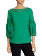 Lauren Ralph Lauren Laser-cut Bell-sleeve Poplin Top