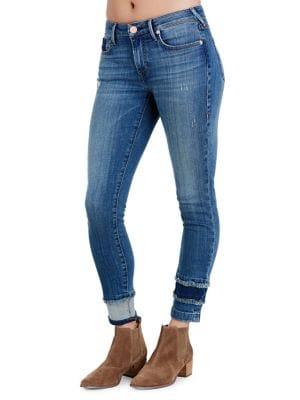 True Religion Jennie Mid Rise Skinny Jeans With Frayed Hem