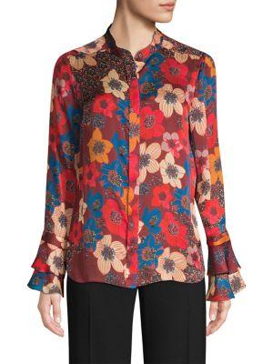 Elie Tahari Safiya Floral Silk Blouse
