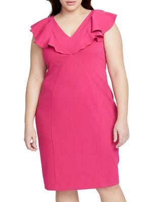 Rachel Rachel Roy Plus V-neck Ruffle Sheath Dress