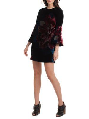 Trina Turk Astral Bell Sleeve Velvet Dress