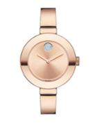 Movado Bold Crystal & Rose Goldtone Ip Stainless Steel Bangle Bracelet Watch