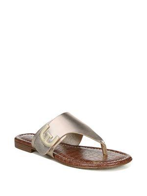 Sam Edelman Barry Metallic Leather Flat Sandals