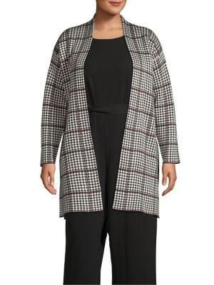 Calvin Klein Plus Houndstooth Open Sweater Jacket