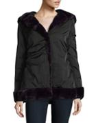 Laundry By Shelli Segal Faux Fur Linded Hooded Coat
