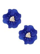 Design Lab Goldtone And Glass Stone Flower Button Earrings