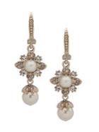 Marchesa Goldtone, Faux Pearl And Crystal Drop Earrings