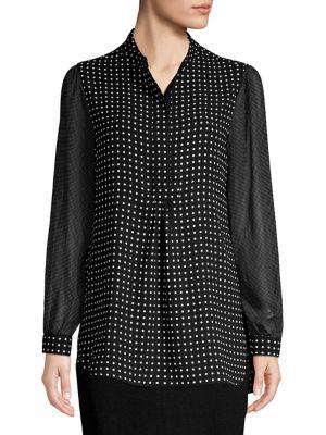 Anne Klein Dotted Long Sleeve Blouse
