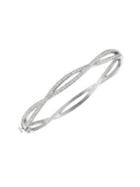 Morris & David 14k White Gold & Diamond Twist Bangle