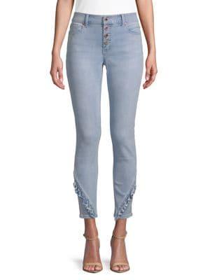 Ivanka Trump Ruffled Hem Skinny Jeans