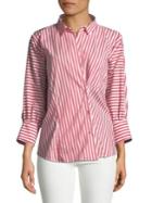 Habitual Fiery Asymmetrical Striped Shirt