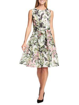 Tommy Hilfiger Floral Sheer Stripe Fit-and-flare Dress