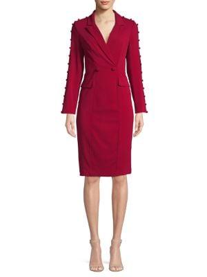 Badgley Mischka Platinum Button Suit Dress