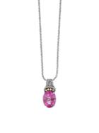 Effy 925 Sterling Silver, 18k Yellow Gold & Pink Topaz Pendant Necklace