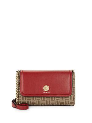 Anne Klein Printed Logo Chain Crossbody Bag