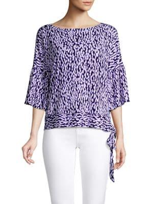 Michael Michael Kors Printed Flounce Sleeve Top