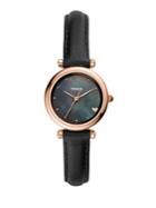 Fossil Carlie Mini Stainless Steel & Leather-strap Watch