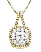 Lord & Taylor 14 Kt. Gold Diamond Square Pendant Necklace