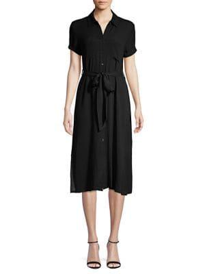 Hiatus Tied Crinkle Shirt Dress