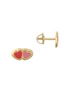 Lord & Taylor 14k Gold Double Heart Stud Earrings