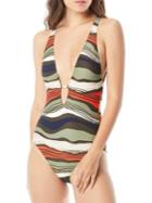 Vince Camuto Tidal Stripe Printed One-piece Swimsuit