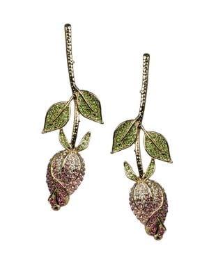 Kenneth Jay Lane Crystal And Peridot Flower Earrings