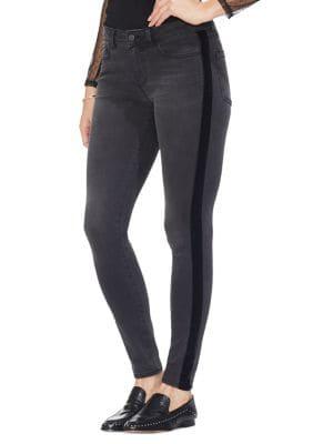 Two By Vince Camuto Gilded Rose Velvet-trimmed Skinny-fit Jeans
