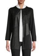 Kasper Asymmetrical Faux Suede Flyaway Jacket
