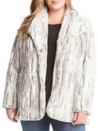 Karen Kane Plus Faux Fur Long-sleeve Coat
